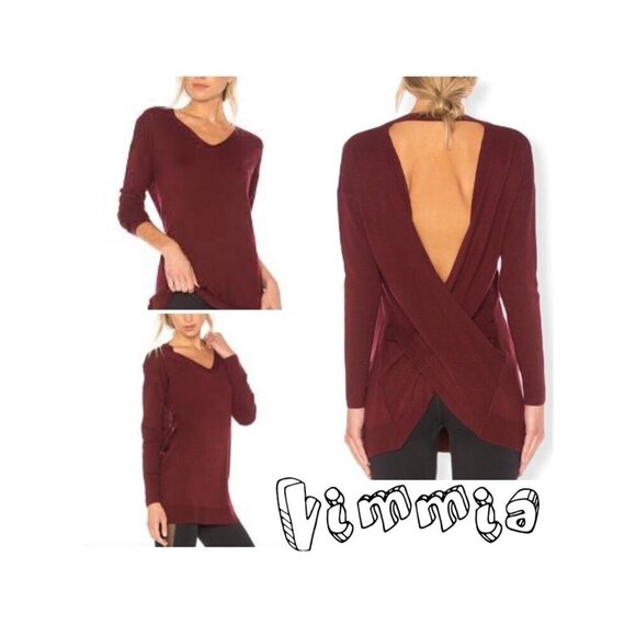 Vimmia Shavasana Reversible Sweater in Burgundy.  Long sleeve athleisure top - Picture 1 of 10